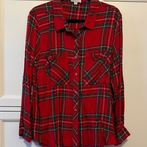 Grace & Lace Red Plaid Button Down Shirt